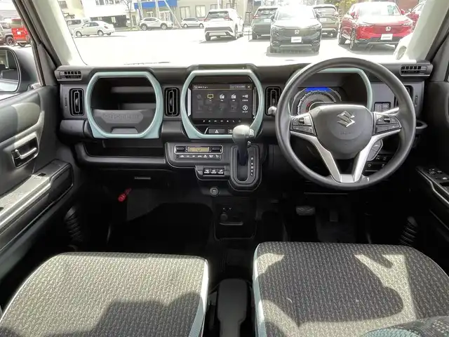 スズキ ハスラー HYBRID G 道央・札幌 2024(令6)年 0.2万km オフブルーメタリック/ソフトベージュメタリック ・４WD/・ワンオーナー/・衝突軽減ブレーキ/・全方位カメラ/・純正メモリナビ/　CD＆BT＆USB＆TV/・バックカメラ/・コーナーセンサー/・レーンキープアシスト/・レーダークルーズコントロール/・シートヒーター/・ダウンヒルアシスト/・オートエアコン/・オートライト/・ミラーヒーター/・プッシュスタート/・スマートキー/・LEDヘッドライト/・純正フロアマット/・スペアキー