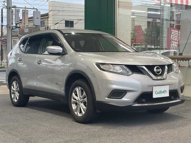 日産 エクストレイル ハイブリッド 20X エマージェンシーブレーキ 愛知県 2016(平28)年 14万km ブリリアントシルバー ワンオーナー/セルクロス／フレーザークロス防水シート/前席シートヒーター/純正メモリナビ〈MM316D-W〉/・フルセグTV/DVD/・Bluetooth/SD/iPod/バックビューカメラ/パワーバックドア/エマージェンシーブレーキパッケージ/・エマージェンシーブレーキ/・踏み間違い衝突防止アシスト/・フロント&バックソナー/・LDW（車線逸脱警報）/・進入禁止標識検知/ETC/前方ドライブレコーダー〈HDR-751G〉/LEDヘッドランプ/純正17インチアルミホイール