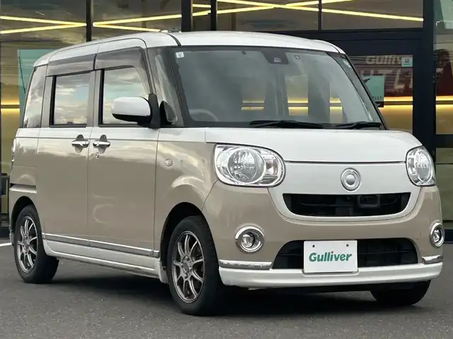 ダイハツ ムーヴ キャンバス X LTD メイクアッフ SA Ⅱ 鹿児島県 2017(平29)年 9.3万km パールホワイトⅢ/ナチュラルベージュマイカメタリック 2トーン スマートアシスト/純正ナビ/　　CD/DVD/BT/フルセグ/アラウンドビューモニター/両側パワースライドドア/オートライト/社外14インチアルミホイール/アイドリングストップ/ステアリングスイッチ/スマートキー/ETC