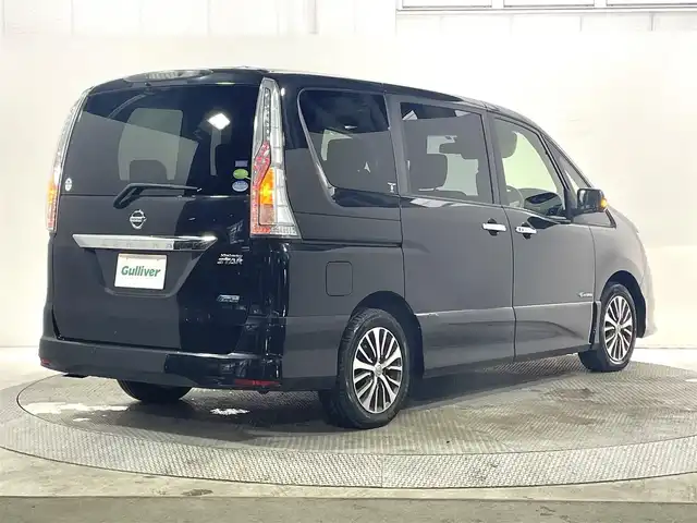 日産 セレナ HWS S HV Vセレ +SeftyⅡ 大阪府 2016(平28)年 4.6万km ダイヤモンドブラック 純正ナビ(フルセグ/DVD再生/Bluetooth) 360カメラ 後席モニター ETC 両側パワースライドドア 衝突軽減 クルコン クリアランスソナー レーンアシスト オートライト ドラレコ