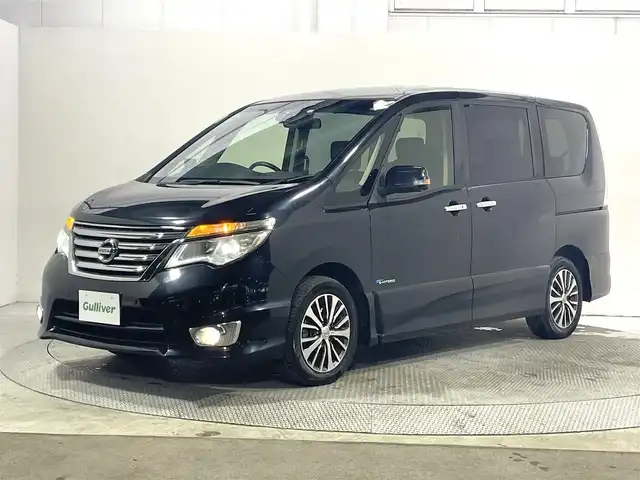 日産 セレナ HWS S HV Vセレ +SeftyⅡ 大阪府 2016(平28)年 4.6万km ダイヤモンドブラック 純正ナビ(フルセグ/DVD再生/Bluetooth) 360カメラ 後席モニター ETC 両側パワースライドドア 衝突軽減 クルコン クリアランスソナー レーンアシスト オートライト ドラレコ