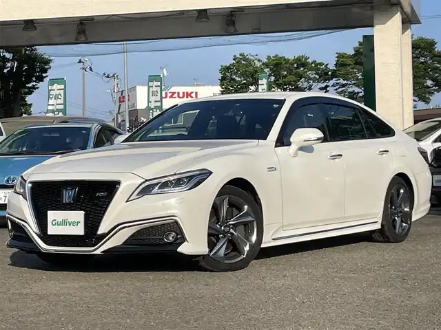 トヨタ クラウン ハイブリッド RS アドバンス 宮城県 2018(平30)年 6.9万km ホワイトパールクリスタルシャイン 純正ナビ/レーダークルーズコントロール/レーンキープアシスト/プリクラッシュセーフティ/ヘッドアップディスプレイ/ブラインドスポットモニター　/クリアランスソナー/横滑り防止装置/オートハイビーム/フルセグＴＶ/DVD/FM/AM/USB/Bluetooth/前席パワーシート/ETC/純正フロアマット