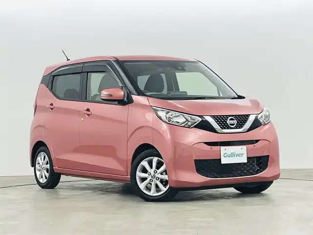 日産 デイズ X 福島県 2021(令3)年 0.2万km ブロッサムピンク エマージェンシーブレーキ/・車線逸脱警報装置　/・アラウンドビューモニター　/・識検知機能/・ふらつき警報/・オートライト/純正ナビゲーション/・型式：MM32oo-L/・Bluetooth/TV/CD/DVD/USB/AUX/AM・FM/SD/・バックカメラ　/前方ドライブレコーダー/プッシュスタート/・スマートキー/・スペアキー/電動格納ウィンカーミラー/ドアバイザー/純正フロアマット　