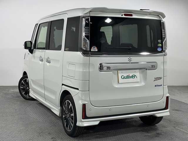 スズキ スペーシア カスタム HYBRID XS 広島県 2020(令2)年 2万km ピュアホワイトP 禁煙車/デュアルセンサーブレーキサポート/コーナーセンサー/社外SDナビ【ZDR-022】/(BT/CD/USB/AUX)/フルセグテレビ/両側パワースライドドア/純正１５インチアルミ/フルセグテレビ/追従機能付きクルーズコントロール/クリアランスソナー/オートライト/純正LEDヘッドライト/プッシュスタート/ETC/純正フロアマット