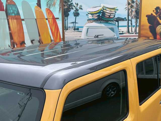 スズキ ハスラー HYBRID X 宮崎県 2024(令6)年 0.1千km アクティブイエロー/ガンメタリック2トーン ガンメタリック2トーン　/社外SDナビ（フルセグ・CD・DVD・Bluetooth）　/ドラレコ　/シートヒーター　/アダプティブクルーズコントロール　/衝突被害軽減ブレーキ　/横滑り防止　/レーンキープ/純正AW15インチ/フォグランプ/AAC/LED　