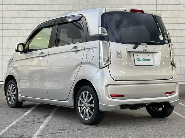 ホンダ Ｎ ＷＧＮ G 新潟県 2014(平26)年 9.5万km カトラリーシルバーM ワンオーナー/4WD/純正オーディオ/(AM/FM/CD/AUX)/アイドリングストップ/ハロゲンヘッドライト/純正フロアマット/ドアバイザー/電格ミラー/横滑り防止/プッシュスタート/スマートキー