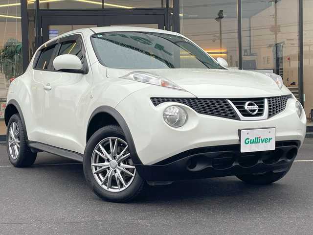 日産 ジューク 15RS タイプV 茨城県 2012(平24)年 7.5万km パール スマートキー/プッシュスタート/ドアバイザー/社外フロアマット/社外アルミホイール/電動格納ミラー/ダブルエアバッグ/オーディオレス/取扱説明書/保証書/記録簿/自家用車/パワーウィンドウ
