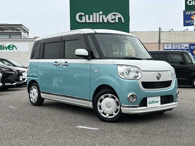 ダイハツ ムーヴ キャンバス G メイクアップ SA Ⅲ 石川県 2018(平30)年 6.9万km パールホワイトⅢ/ファインミントメタリック 2トーン 社外ナビ（AVIC-RZ801）　/　　・フルセグ・CD・DVD・Bluetooth/バックカメラ　/パワースライドドア　/ＥＴＣ/スマアシIII　/ＬＥＤヘッドライト　/ＬＥＤフォグランプ　/スマートキー　/プッシュスタート　/フロアマット/ドアバイザー
