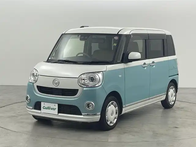 ダイハツ ムーヴ キャンバス G メイクアップ SA Ⅲ 福岡県 2018(平30)年 6.9万km パールホワイトⅢ/ファインミントメタリック 2トーン 社外ナビ／フルセグＴＶ　/バックカメラ　/ＥＴＣ　/スマートアシストIII　/コーナーセンサー　/衝突被害軽減ブレーキ　/横滑り防止装置　/アイドリングストップ　/両側電動スライドドア　/電動格納式ドアミラー　/ＬＥＤヘッドライト