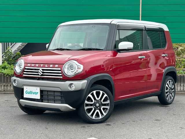 スズキ ハスラー J 茨城県 2019(令1)年 0.7万km フェニックスレッドパール/ホワイト2トーンルーフ 社外7型ナビ/アラウンドビューモニター/ビルトインETC/ドライブレコーダー前後/シートヒーター/衝突軽減システム/横滑り防止装置/レーン逸脱警報/オートライト/USB入力端子/アイドリングストップ/スマートキー