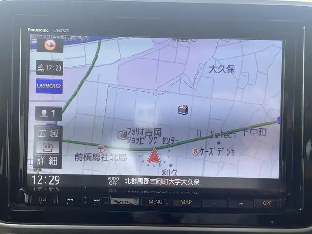 スズキ スペーシア ギア HYBRID XZターボ 群馬県 2022(令4)年 7.7万km シフォンアイボリーM ワンオーナー/４WDターボ/純正SDナビ、地デジ、Bluetooth、CD、DVD/アラウンドビューモニター/デュアルブレーキサポート/レーダークルーズコントロール/革巻きステア/LEDヘッドライト/ETC/ヘッドアップディスプレイ/パドルシフト/前席シートヒーター/ウインカーミラー/両側パワースライドドア/コーナーセンサー（リア）/ルーフレール/W・サイドエアバッグ/スマートキー×２/保証書、取説