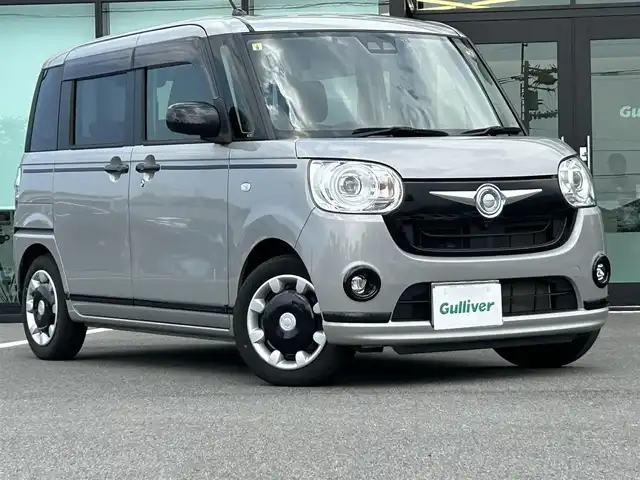 ダイハツ ムーヴ キャンバス G ブラックアクセント リミテッド SAⅢ 愛媛県 2020(令2)年 4.5万km グレーマイカM ワンオーナー/純正9インチナビ(フルセグTV/DVD/Bluetooth/HDMI)/全周囲カメラ/両側パワースライドドア/ETC/ナビ連動型ドライブレコーダー/レーンキープアシスト/横滑り防止装置/盗難防止装置/レーンキープアシスト/オートライト/オートマチックハイビーム/LEDヘッドライト/フォグランプ/コーナーセンサー/サイドエアバッグ/純正フロアマット/純正ドアバイザー/衝突軽減システム/スマートキー/ABS