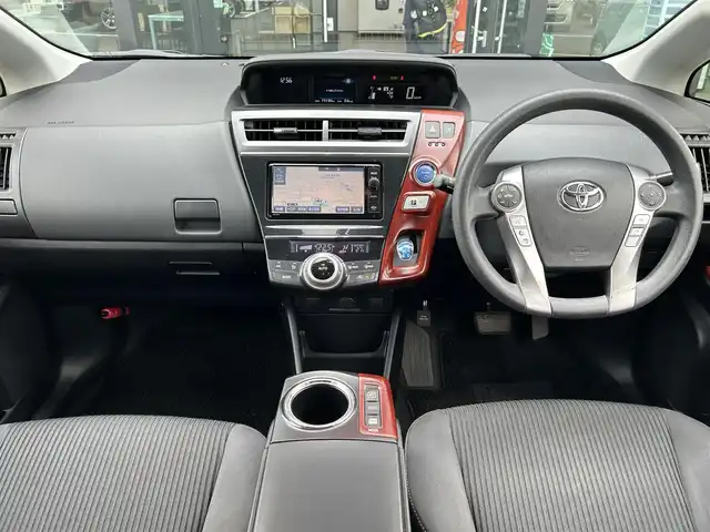 トヨタ プリウス α S 栃木県 2015(平27)年 7.6万km アティチュードブラックマイカ モデリスタエアロ/純正メモリナビ/フルセグTV/DVD/Bluetooth/SD/MSV/バックカメラ/ビルトインETC/スマートキー/ステアリングリモコン/LEDオートライト/フォグランプ/純正フロアマット/木目調パネル/社外16インチAW/純正AW+WCP+スタッドレスタイヤ4本積込/横滑り防止装置/サイド/カーテンエアバッグ/保証書/取説