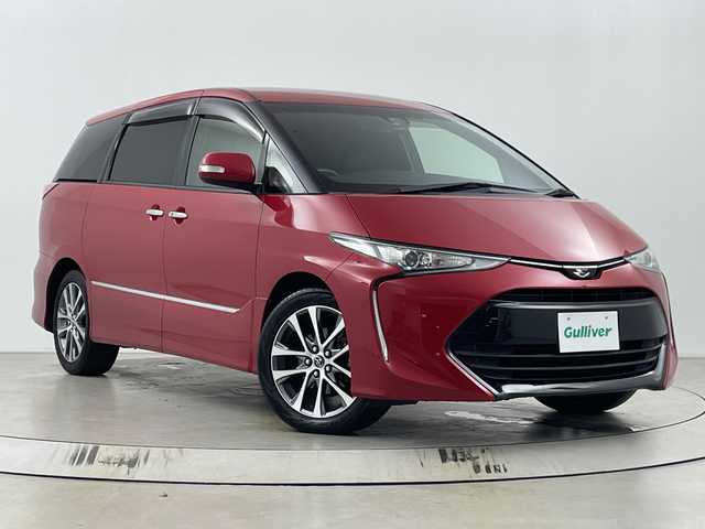 トヨタ エスティマ アエラス プレミアム 埼玉県 2017(平29)年 3.5万km レッドマイカメタリック フリップダウンモニター　/純正ナビ/バックカメラ　/ビルトインＥＴＣ　/前方ドライブレコーダー/クルーズコントロール　/衝突軽減ブレーキ　/レーンキープアシスト/横滑り防止措置　/パワーシート　/オットマン/純正フロアマット/純正アルミホイール/オートライト