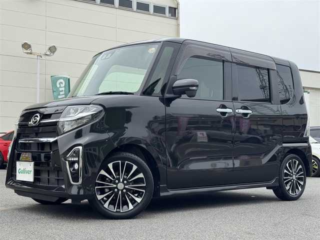 ダイハツ タント カスタム RS 千葉県 2021(令3)年 1.7万km ブラックマイカメタリック ワンオーナー車/スマートアシスト/レーダークルーズコントロール/レーンアシストキープ/パーキングアシスト/コーナーセンサー/純正メモリーナビ/全方位＆バッグカメラ/フルセグTV/Bluetooth/両側パワースライドドア/ドライブレコーダー/ハーフレザー/シートヒーター/LEDヘッドライト/ETC/純正フロアマット/純正15インチAW/スマートキー/スペアキー/保証書・取説