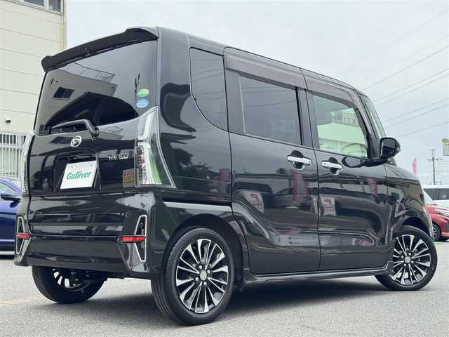 ダイハツ タント カスタム RS 千葉県 2021(令3)年 1.7万km ブラックマイカメタリック ワンオーナー車/スマートアシスト/レーダークルーズコントロール/レーンアシストキープ/パーキングアシスト/コーナーセンサー/純正メモリーナビ/全方位＆バッグカメラ/フルセグTV/Bluetooth/両側パワースライドドア/ドライブレコーダー/ハーフレザー/シートヒーター/LEDヘッドライト/ETC/純正フロアマット/純正15インチAW/スマートキー/スペアキー/保証書・取説