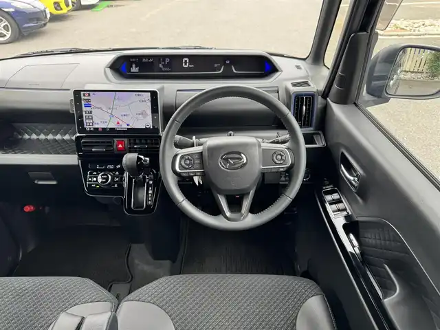 ダイハツ タント カスタム RS 千葉県 2021(令3)年 1.7万km ブラックマイカメタリック ワンオーナー車/スマートアシスト/レーダークルーズコントロール/レーンアシストキープ/パーキングアシスト/コーナーセンサー/純正メモリーナビ/全方位＆バッグカメラ/フルセグTV/Bluetooth/両側パワースライドドア/ドライブレコーダー/ハーフレザー/シートヒーター/LEDヘッドライト/ETC/純正フロアマット/純正15インチAW/スマートキー/スペアキー/保証書・取説