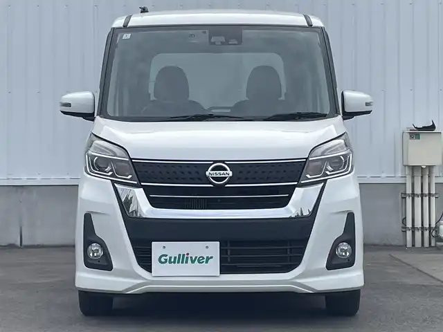 日産 デイズ ルークス ハイウェイスター Xターボ 愛媛県 2018(平30)年 6万km ホワイトパール 社外ナビ（Bluetooth/SD/CD/DVD/フルセグTV)/アランドビューモニター/ETC/前方ドライブレコーダー/左側パワースライドドア/純正14インチアルミホイール/純正フロアマット/純正ドアバイザー/LEDヘッドライト/オートマチックハイビーム/フォグランプ/ABS/横滑り防止装置/衝突被害軽減ブレーキ/電動格納ミラー