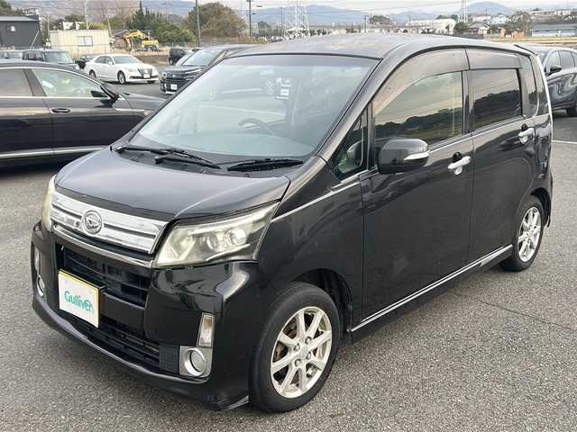 ダイハツ ムーヴ カスタム X LTD SA 福岡県 2013(平25)年 15.9万km ブラックマイカメタリック 純正SDナビ/（AM/FM/CD/ワンセグTV）/プッシュスタートボタン/スマートキー/スペアキー有/純正14インチアルミホイール/ベンチシート/キセノンヘッドライト/オートライト/ドアバイザー