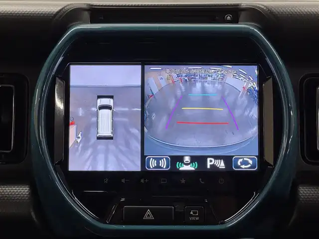 スズキ ハスラー HYBRID X ターボ 三重県 2020(令2)年 1.4万km オフブルーM マイルドハイブリッド・ターボ/4WD/MTモード付インパネCVT/メーカーOP 純正9インチナビ/（CD/DVD/FM/AM/Bluetooth/USB/iPod/SmartDeviceLink/Apple CarPlay/AndroidAuto）/【OP】全方位モニター/ビルトイン ETC/スズキセーフティサポート/・デュアルカメラブレーキサポート/・車線逸脱警報機能／ふらつき警報機能／車線逸脱抑制機能/・アダプティブクルーズコントロール（全車速追従機能付）/・リヤパーキングセンサー/・標識認識機能（車両進入禁止、はみ出し通行禁止、最高速度、一時停止）/装備/【4WD車限定装備】/●スノーモードスイッチ/●グリップコントロール/●ヒルディセントコントロール/・シートヒーター（D/N）/・オートエアコン/・オートライト/・LED ヘッドランプ＋フロントフォグランプ/・ハイビームアシスト/・パドルシフト/・ステアリングスイッチ/・プッシュスタート/・電動格納ドアミラー（ウインカーランプ付）/・純正15inAW/・保/取/ナビ取/・予備スマートキーx1