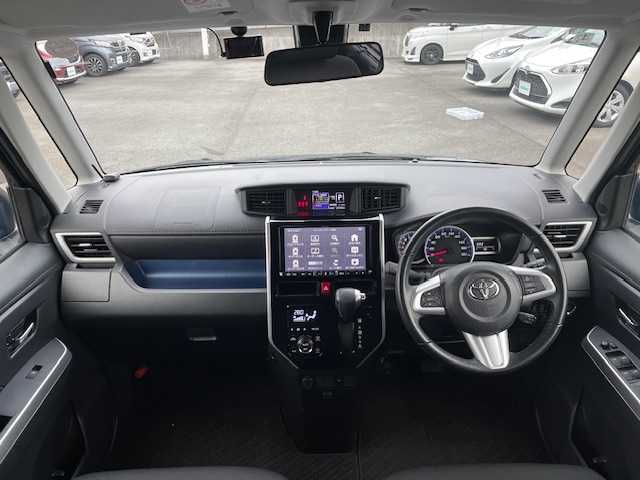 トヨタ ルーミー カスタムG S 静岡県 2018(平30)年 3.4万km ブラックマイカメタリック/レーザーブルークリスタルシャイン 2トーン ●社外9インチナビ/(フルセグ/CD/DVD/Bluetooth)/(X92)/●バックカメラ/●クルーズコントロール/●プリクラッシュセーフティー/●レーントレーシングアシスト/●LEDヘッドライト/●オートライト/●フォグランプ/●電動格納ウインカーミラー/●ETC/●両側パワースライドドア/●純正フロアマット/●ドアバイザー/●前方ドライブレコーダー/●プッシュスタート/●スマートキー/●純正14インチアルミホイール/●ダブルSRS+ABS