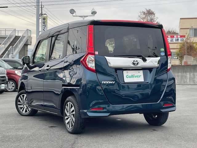 トヨタ ルーミー カスタムG S 静岡県 2018(平30)年 3.4万km ブラックマイカメタリック/レーザーブルークリスタルシャイン 2トーン ●社外9インチナビ/(フルセグ/CD/DVD/Bluetooth)/(X92)/●バックカメラ/●クルーズコントロール/●プリクラッシュセーフティー/●レーントレーシングアシスト/●LEDヘッドライト/●オートライト/●フォグランプ/●電動格納ウインカーミラー/●ETC/●両側パワースライドドア/●純正フロアマット/●ドアバイザー/●前方ドライブレコーダー/●プッシュスタート/●スマートキー/●純正14インチアルミホイール/●ダブルSRS+ABS