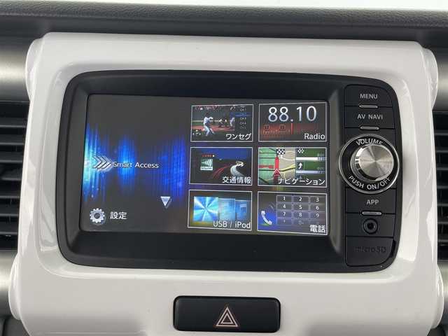 スズキ ハスラー X 大分県 2015(平27)年 14万km サマーブルーM 純正メモリーナビSmart　Access/Bluetooth接続/USB入力端子/HDMI入力端子/AUX/microSD再生/AM/FM/ワンセグ/バックカメラ/ETC/ステアリングスイッチ/シートヒーター/フォグランプ/アイドリングストップ/デュアルカメラブレーキサポート（衝突被害軽減ブレーキ）/車線逸脱警報機能/誤発進抑制機能