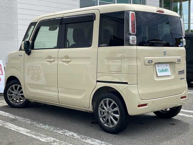 スズキ スペーシア HYBRID X 秋田県 2019(令1)年 5.4万km シフォンアイボリーM 純正SDナビ/純正CD/DVD/BT/フルセグ/全方位カメラ/純正ドライブレコーダー/社外14インチアルミ/４WD/前席シートヒーター/両側パワースライドドア