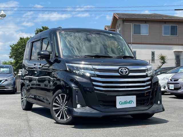 トヨタ ルーミー カスタムG－T 静岡県 2022(令4)年 2.4万km ブラックマイカメタリック ●純正ナビ/(フルセグ/CD/DVD/Bluetooth)/(NSZT-Y68T)/●全方位カメラ/●レーダークルーズコントロール/●衝突被害軽減システム/●レーンキープアシスト/●後方コーナーセンサー/●電動パーキングブレーキ/●オートブレーキホールド/●LEDライト&フォグランプ/●オートライト/●革巻きステアリング/●ステアリングスイッチ/●ETC/●両側パワースライド/●電動格納ウィンカーミラー/●WSRS+ABS/●純正１５インチアルミホイール