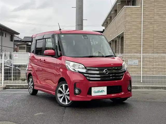 日産 デイズ ルークス ハイウェイスターターボ 福島県 2015(平27)年 6.7万km アゼリアピンク ワンオーナー/純正メモリーナビ/CD/DVD/SD/BT/USB/フルセグTV/エマージェンシーブレーキ/アラウンドビューモニター/両側パワースライドドア/オートライト/キセノンライト/フォグライト/プッシュスタート/ドアバイザー/フロアマット