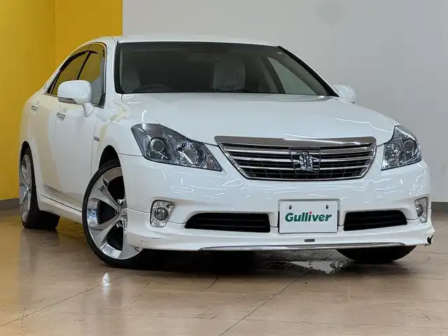 トヨタ クラウン ハイブリッド Lパッケージ 群馬県 2010(平22)年 3.5万km ホワイトパールクリスタルシャイン モデリスタエアロ/純正HDDナビ/　　CD/DVD/フルセグ/MSV/USB/AUX/バックカメラ/レーダークルーズコントロール/HIDオートライト/前席パワーシート/社外19インチAW/電動サンシェード/ステアリングスイッチ/オートリトラクタブルミラー/横滑り防止装置/サイド・カーテンエアバッグ/スマートキー/ビルトインETC