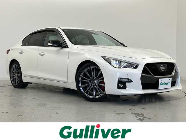 日産 スカイライン 400R 宮城県 2021(令3)年 7万km ブリリアントホワイトパール 禁煙車/BOSEサウンドスピーカー/エマージェンシーブレーキ/車線逸脱警報/アダプティブクルーズコントロール/ブラインドスポットモニター/セーフティシールド/アラウンドビューモニター/純正ナビ/・CD.DVD.SD.BT/フルセグTV/白本革シート/・前席パワーシート（D席シートメモリー）/・前席シートヒーター/ビルトインETC2.0/パドルシフト/ステアリングスイッチ/LEDヘッドライト/フォグランプ/プッシュスタート/スマートキー2個/レッドキャリパー/純正19インチアルミホイール/純正フロアマット