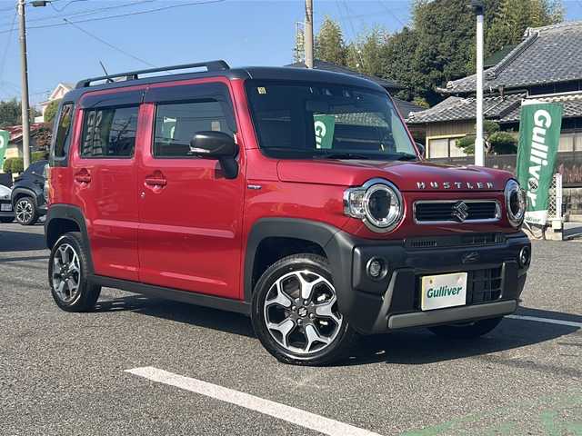スズキ ハスラー HYBRID X ターボ 愛知県 2023(令5)年 1.3万km フェニックスレッドパール/ガンメタリック2トーンルーフ ・禁煙車/・ワンオーナー/・社外ナビ/フルセグTV/　(CN-HE02WD)/・Bluetooth/USB/・バックカメラ/・ETC/・ドライブレコーダー/・セーフティサポート/・デュアルカメラブレーキサポート/・車線逸脱警報/・ハイビームアシスト/・ふらつき警報/・先行車発進お知らせ/・アダプティブクルコン/・ルーフレール/・純正１５インチアルミ/・LEDオートライト/・フォグランプ/・プッシュスタート/・電動格納ミラーウインカー/・ドアバイザー/・純正フロアマット/・新車保証書/・取扱説明書