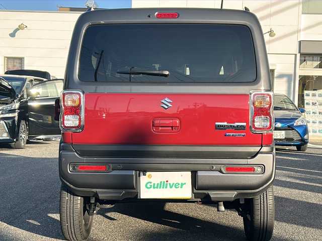 スズキ ハスラー HYBRID X ターボ 愛知県 2023(令5)年 1.3万km フェニックスレッドパール/ガンメタリック2トーンルーフ ・禁煙車/・ワンオーナー/・社外ナビ/フルセグTV/　(CN-HE02WD)/・Bluetooth/USB/・バックカメラ/・ETC/・ドライブレコーダー/・セーフティサポート/・デュアルカメラブレーキサポート/・車線逸脱警報/・ハイビームアシスト/・ふらつき警報/・先行車発進お知らせ/・アダプティブクルコン/・ルーフレール/・純正１５インチアルミ/・LEDオートライト/・フォグランプ/・プッシュスタート/・電動格納ミラーウインカー/・ドアバイザー/・純正フロアマット/・新車保証書/・取扱説明書