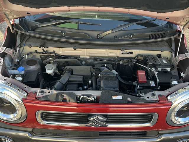 スズキ ハスラー HYBRID X ターボ 愛知県 2023(令5)年 1.3万km フェニックスレッドパール/ガンメタリック2トーンルーフ ・禁煙車/・ワンオーナー/・社外ナビ/フルセグTV/　(CN-HE02WD)/・Bluetooth/USB/・バックカメラ/・ETC/・ドライブレコーダー/・セーフティサポート/・デュアルカメラブレーキサポート/・車線逸脱警報/・ハイビームアシスト/・ふらつき警報/・先行車発進お知らせ/・アダプティブクルコン/・ルーフレール/・純正１５インチアルミ/・LEDオートライト/・フォグランプ/・プッシュスタート/・電動格納ミラーウインカー/・ドアバイザー/・純正フロアマット/・新車保証書/・取扱説明書