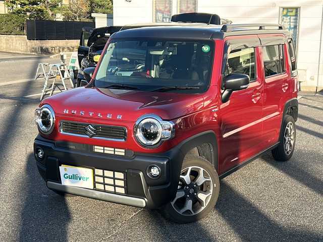スズキ ハスラー HYBRID X ターボ 愛知県 2023(令5)年 1.3万km フェニックスレッドパール/ガンメタリック2トーンルーフ ・禁煙車/・ワンオーナー/・社外ナビ/フルセグTV/　(CN-HE02WD)/・Bluetooth/USB/・バックカメラ/・ETC/・ドライブレコーダー/・セーフティサポート/・デュアルカメラブレーキサポート/・車線逸脱警報/・ハイビームアシスト/・ふらつき警報/・先行車発進お知らせ/・アダプティブクルコン/・ルーフレール/・純正１５インチアルミ/・LEDオートライト/・フォグランプ/・プッシュスタート/・電動格納ミラーウインカー/・ドアバイザー/・純正フロアマット/・新車保証書/・取扱説明書
