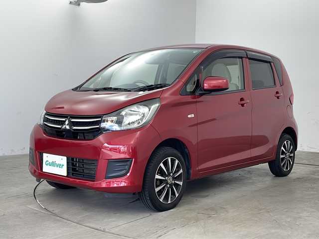 三菱 ｅＫワゴン E 兵庫県 2017(平29)年 4.5万km レッドメタリック ・社外ナビ/・Bluetooth/CD/SD/ワンセグテレビ/・4WD/・運転席シートヒーター/・ETC/・前方ドライブレコーダー/・ヘッドライトレベライザー/・社外14インチアルミホイール/・Wエアバッグ/・フロアマット/・ドアバイザー