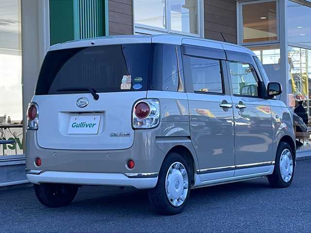 ダイハツ ムーヴ キャンバス G メイクアッフ SA Ⅱ 岐阜県 2017(平29)年 4.9万km パールホワイトⅢ/ナチュラルベージュマイカメタリック 2トーン 禁煙車/社外ナビ/両側パワースライドドア/レーンキープアシスト/衝突軽減ブレーキ/バックカメラ/後方センサー/社外ETC/盗難防止/純正フロアマット/ドアバイザー/プッシュスタート/フォグライト/LEDヘッドライト/オートライト/オートエアコン/スマートキー/スペアキー