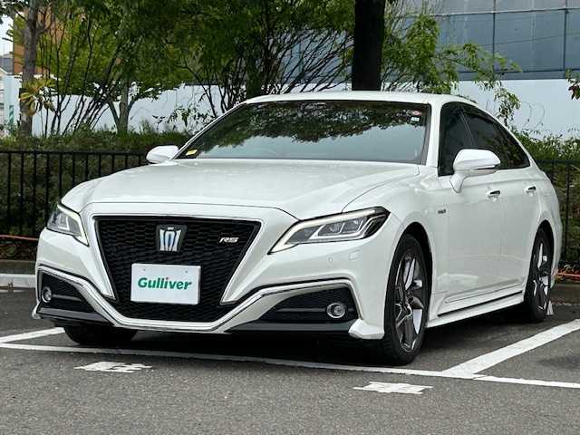 トヨタ クラウン ハイブリッド RS 宮城県 2018(平30)年 9.6万km ホワイトパールクリスタルシャイン トヨタセーフティセンス/・クリアランスソナー/・プリクラッシュセーフティー/・リヤクロストラフィックアラート/・ブラインドスポットモニター/・レーンディパーチャーアラート/・レーダークルーズコントロール/・アダプティブハイビームシステム/純正SDナビ/フルセグTV/DVD、Bluetooth、AUX、USB接続/D席N席シートヒーター/ハンドルヒーター/パワーシート/純正ビルドインETC/純正ドライブレコーダー/LEDヘッドライト/純正アルミホイール/純正フロアマット