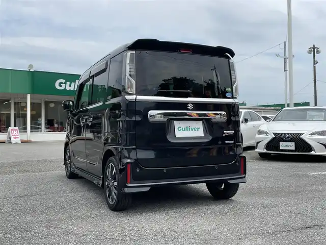 スズキ スペーシア カスタム HYBRID XS ターボ 千葉県 2020(令2)年 3.6万km ブルーイッシュブラックパール3 デュアルセンサーブレーキサポート/純正SDナビ【KXM-E505W】/・CD/DVD/MSV/Bluetooth/フルセグ/バックカメラ/両後パワースライドドア/ハーフレザーシート/運転席シートヒーター/クルーズコントロール/車線逸脱警報/スマートキー/社外前後ドライブレコーダー【ZDR025】/純正ビルトインETC/パドルシフト/コーナーセンサー/純正LEDヘッドライト/フォグランプ/純正15インチアルミホイール/本革巻きステアリング/ドアバイザー/サイド＆カーテンエアバッグ/新車時保証書＆取扱説明書