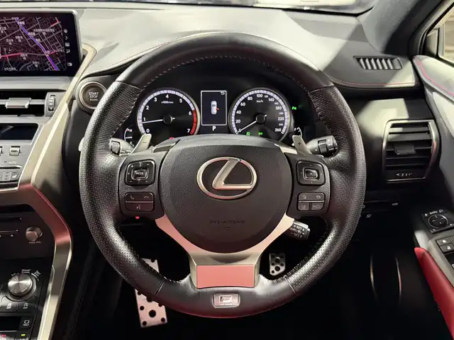 レクサス ＮＸ 300 Fスポーツ 大阪府 2018(平30)年 2.6万km グラファイトブラックガラスフレーク 純正ナビ  TRDエアロ 3眼LED 衝突軽減B レーンアシスト レーダークルーズC 赤革シート シートヒーター エアシート パワーシートバック/サイドカメラ ETC ステアリングヒーター パワーバックドア