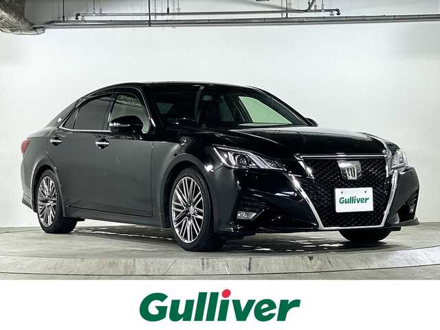 トヨタ クラウン アスリート G 広島県 2015(平27)年 7.3万km ブラック 禁煙車/ムーンルーフ/アドバンストパッケージ/・プリクラッシュセーフティ/・レーダークルーズコントロール/・インテリジェントクリアランスソナー/・バックソナー/ブラインドスポットモニター(BSM)/本革シート/前席パワーシート(運転席メモリー付)/前席シートベンチレーション/全席シートヒーター/電動リアサンシェード/LEDヘッドランプ/T-Connect SDナビゲーション/クラウン・スーパーライブサウンド(12スピーカー)/バックガイドモニター/スマートエントリー＆スタートシステム/ビルトインETC/純正18インチアルミホイール(スパッタリング塗装)