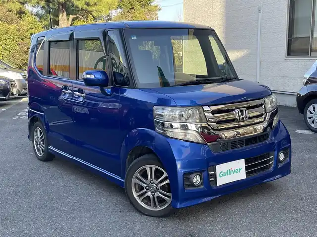 ホンダ Ｎ ＢＯＸ カスタム G Lパッケージ 静岡県 2017(平29)年 10万km ブリリアントスポーティブルーメタリック ワンオーナー/社外ナビ/フルセグTV/DVD/CD/SD/MSV/BT/バックカメラ/片側パワースライドドア/HIDヘッドライト/ビルトインETC/ステアリングスイッチ/純正14インチAW/スマートキー×2/保証書/ナビ取扱説明書