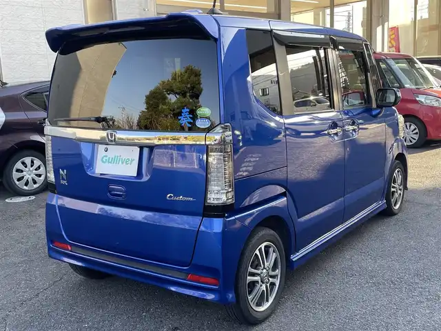 ホンダ Ｎ ＢＯＸ カスタム G Lパッケージ 静岡県 2017(平29)年 10万km ブリリアントスポーティブルーメタリック ワンオーナー/社外ナビ/フルセグTV/DVD/CD/SD/MSV/BT/バックカメラ/片側パワースライドドア/HIDヘッドライト/ビルトインETC/ステアリングスイッチ/純正14インチAW/スマートキー×2/保証書/ナビ取扱説明書