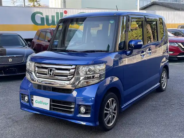 ホンダ Ｎ ＢＯＸ カスタム G Lパッケージ 静岡県 2017(平29)年 10万km ブリリアントスポーティブルーメタリック ワンオーナー/社外ナビ/フルセグTV/DVD/CD/SD/MSV/BT/バックカメラ/片側パワースライドドア/HIDヘッドライト/ビルトインETC/ステアリングスイッチ/純正14インチAW/スマートキー×2/保証書/ナビ取扱説明書