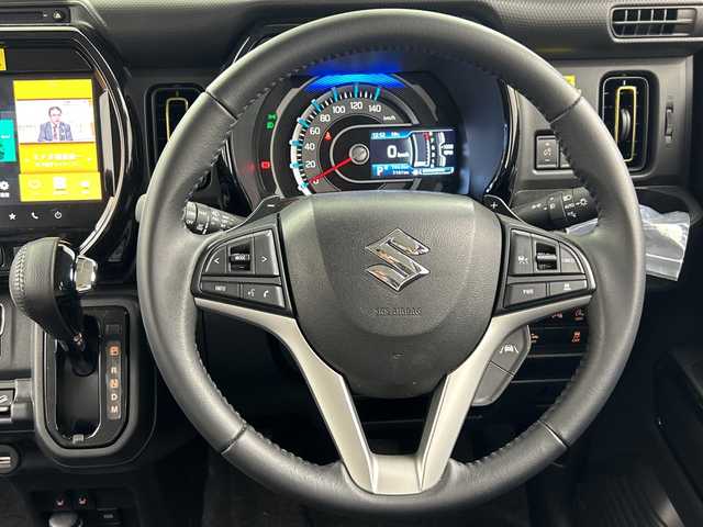 スズキ ハスラー HYBRID X ターボ 福島県 2025(令7)年 0.8万km ピュアホワイトパール /禁煙車//4WD//低走行//スズキセーフティサポート/・デュアルカメラブレーキサポート/・誤発信抑制機能/・後退時ブレーキサポート/・後方誤発信抑制機能/・アダプティブクルーズコントロール/・車線逸脱警報機能/・ふらつき警報機能/・標識認識機能/・ハイビームアシスト/・オートライトシステム//純正9インチナビ//全方位カメラ//フルセグTV//Bluetooth//CD・DVD//LEDヘッドライト＆LEDフォグランプ//純正15インチアルミホイール//本革巻ステアリング//前席シートヒーター//カーテンエアバック//電動格納ミラー//オートエアコン//USB入力端子