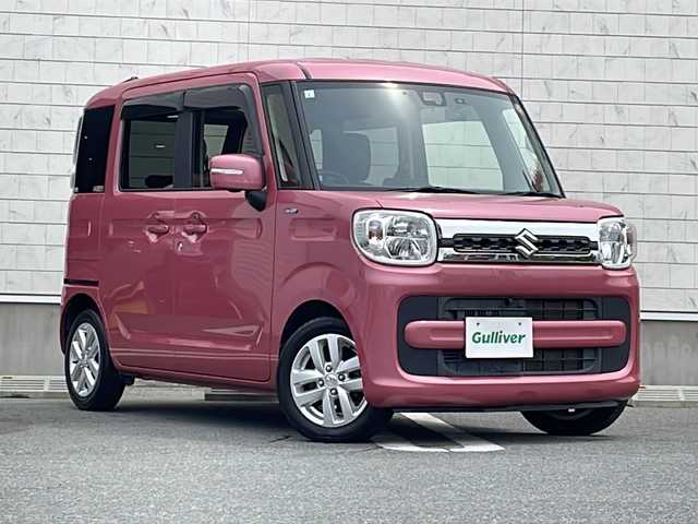 スズキ スペーシア HYBRID X 山形県 2019(平31)年 3.6万km チアフルピンクM 禁煙車/デュアルセンサーブレーキサポート/スズキセーフティサポート/・後退時ブレーキサポート/・車線逸脱抑制制御機能/・車線逸脱警報機能/・パーキングソナー/・横滑り防止装置（ＥＳＰ）/ヘッドアップディスプレイ/両側パワースライドドア/DOP9インチナビ（CD.DVD.BT.USB)/全方位カメラ/フルセグ/シートヒーター/ビルトインETC/ドライブレコーダー/プッシュスタート/スマートキーｘ２/アイドリングストップ