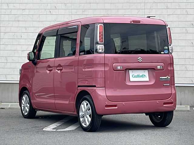 スズキ スペーシア HYBRID X 山形県 2019(平31)年 3.6万km チアフルピンクM 禁煙車/デュアルセンサーブレーキサポート/スズキセーフティサポート/・後退時ブレーキサポート/・車線逸脱抑制制御機能/・車線逸脱警報機能/・パーキングソナー/・横滑り防止装置（ＥＳＰ）/ヘッドアップディスプレイ/両側パワースライドドア/DOP9インチナビ（CD.DVD.BT.USB)/全方位カメラ/フルセグ/シートヒーター/ビルトインETC/ドライブレコーダー/プッシュスタート/スマートキーｘ２/アイドリングストップ