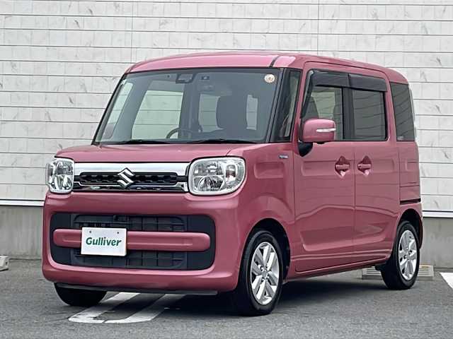 スズキ スペーシア HYBRID X 山形県 2019(平31)年 3.6万km チアフルピンクM 禁煙車/デュアルセンサーブレーキサポート/スズキセーフティサポート/・後退時ブレーキサポート/・車線逸脱抑制制御機能/・車線逸脱警報機能/・パーキングソナー/・横滑り防止装置（ＥＳＰ）/ヘッドアップディスプレイ/両側パワースライドドア/DOP9インチナビ（CD.DVD.BT.USB)/全方位カメラ/フルセグ/シートヒーター/ビルトインETC/ドライブレコーダー/プッシュスタート/スマートキーｘ２/アイドリングストップ