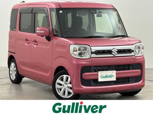 スズキ スペーシア HYBRID X 福岡県 2019(平31)年 3.6万km チアフルピンクM 社外９インチナビ（フルセグＴＶ、ＢＴ）　/全方位カメラ　/前後ドライブレコーダー　/ビルトインＥＴＣ　/両側パワースライドドア　/衝突被害軽減システム　/レーンキープ　/横滑り防止装置　/純正１４インチアルミホイール